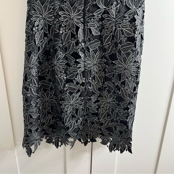 Molly Shayna Foiled‎ Lace Mini Dress Black Silver size 0 NWT - Picture 14 of 16